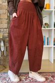 Lock Needlecord Shirring Barrel Pant Rust